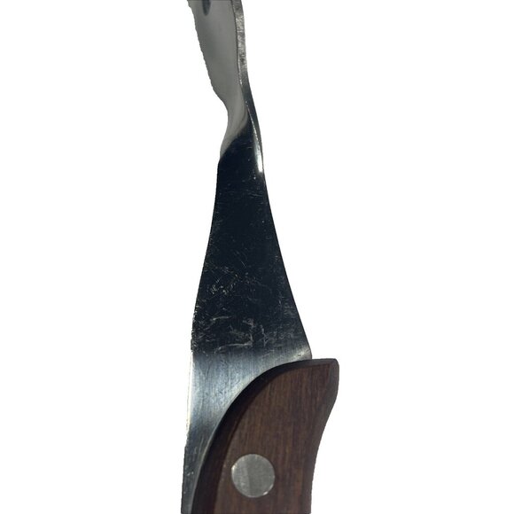 3 Vintage Stainless Steel Carving Meat Fork, 2 Knifes Brown Wooden Handles Japan - Picture 7 of 8